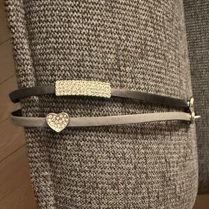 Thin Rhinestone Bracelets in Black and Light Gray